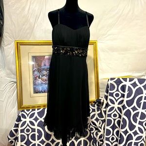 R&M Richards Women's Crepe Scuba and Sequins Fit and Flare Dress, Black